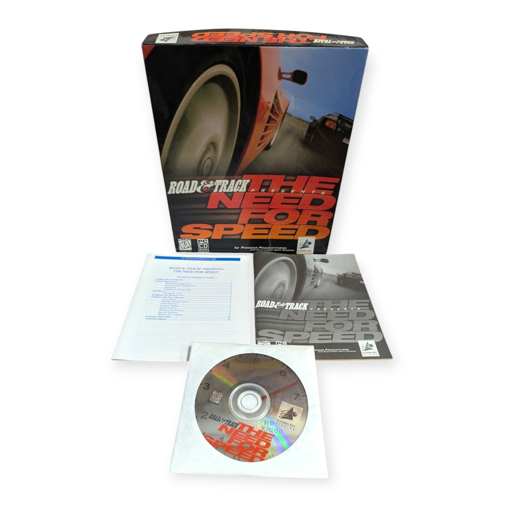 Road & Track Presents The Need‎ for Speed PC CD-ROM Big Box 1995 Vintage EA CIB